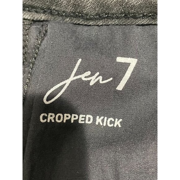 NWT Jen 7 Cropped Kick Jeans Size 18 Light Wash Whiskers Zip Stretch - Picture 6 of 14